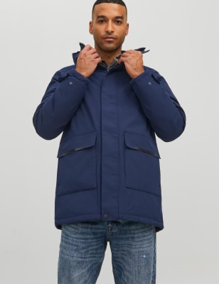 

Mens JACK & JONES Hooded Padded Parka Jacket - Navy, Navy