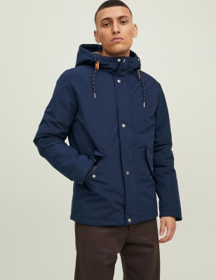 

Mens JACK & JONES Hooded Padded Parka Jacket - Navy, Navy