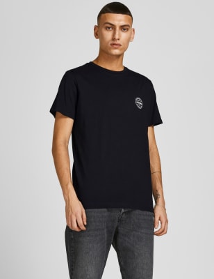 

Mens JACK & JONES Pure Cotton Crew Neck T-Shirt - Black Mix, Black Mix