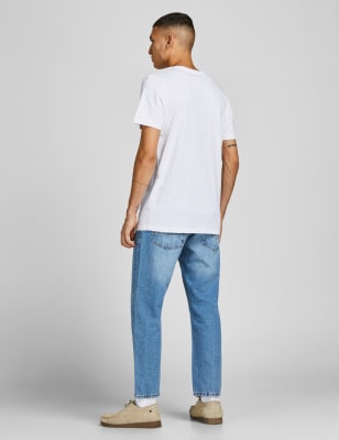 

JACK & JONES Camiseta 100% algodón con escote cerradoMens - White Mix, White Mix
