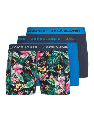 

Mens JACK & JONES 3pk Cotton Rich Trunks - Navy, Navy