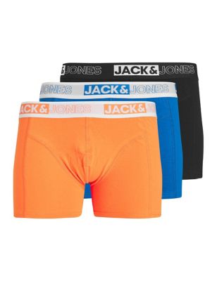 

Mens JACK & JONES 3pk Cotton Rich Trunks - Orange Mix, Orange Mix