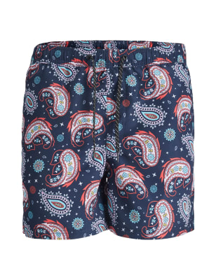 Pocketed Printed Swim Shorts