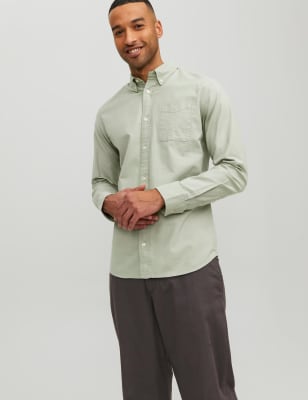 

Mens JACK & JONES Cotton Rich Oxford Shirt - Sage, Sage