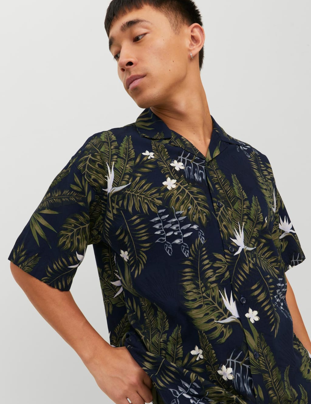 Cotton Rich Leaf Print Oxford Shirt image 3
