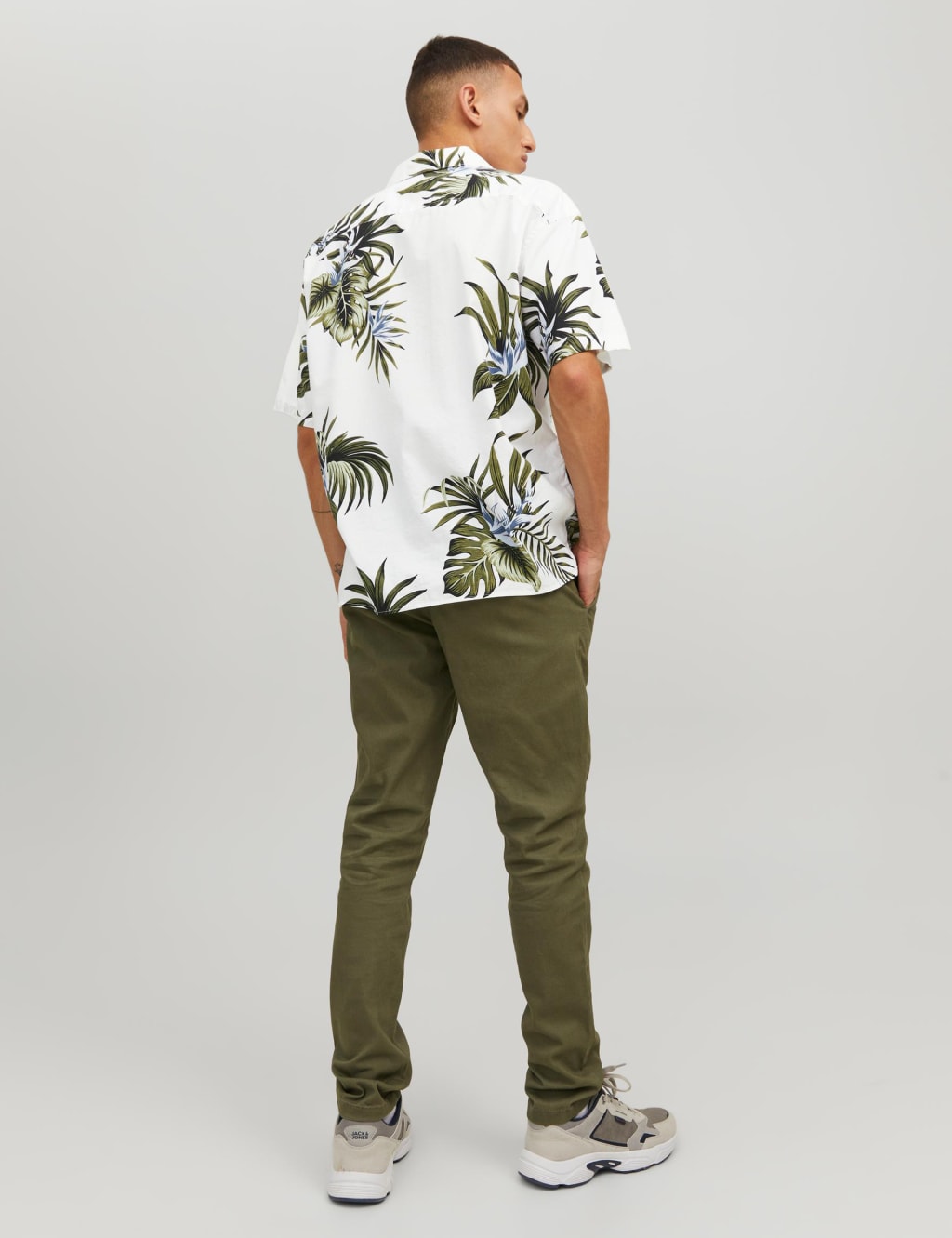 Cotton Rich Leaf Print Cuban Collar Shirt image 6