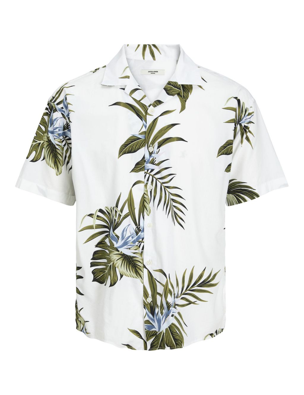 Cotton Rich Leaf Print Cuban Collar Shirt image 2