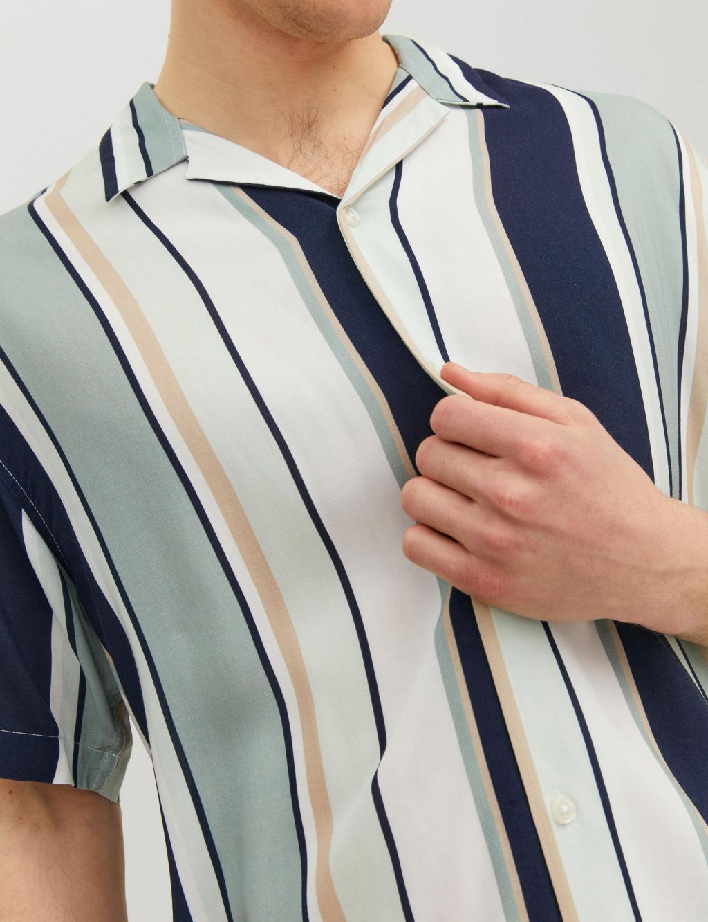 Striped Cuban Collar Oxford Shirt image 3
