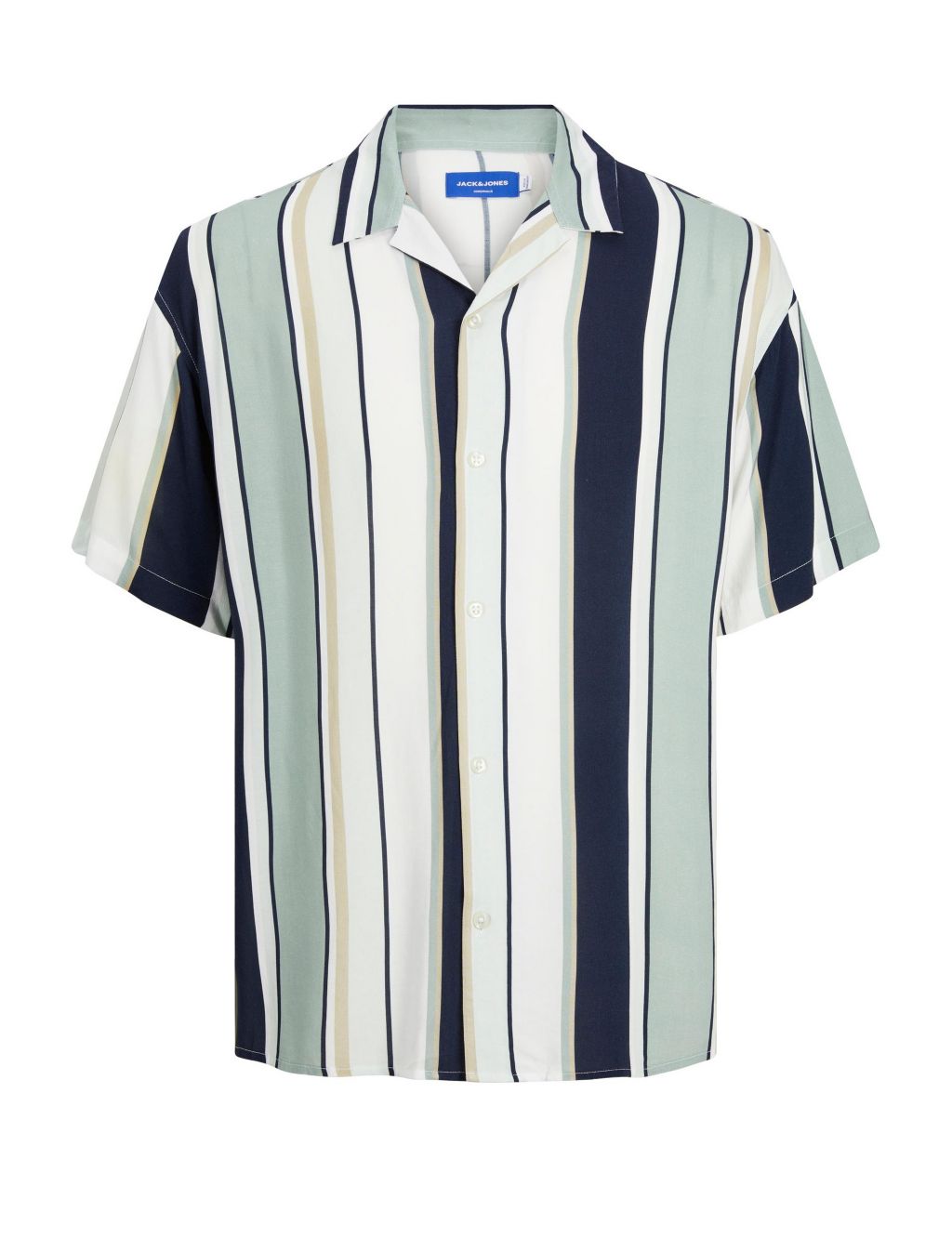 Striped Cuban Collar Oxford Shirt image 2