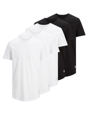 

Mens JACK & JONES 5pk Pure Cotton Crew Neck T-Shirts - White Mix, White Mix