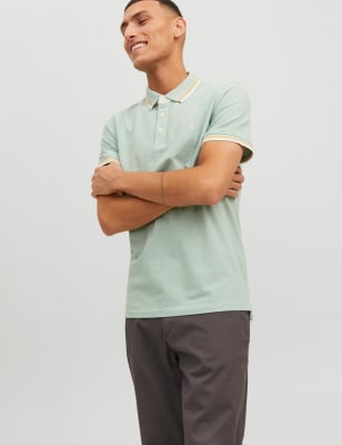 

Mens JACK & JONES Kontrastiertes Poloshirt aus reiner Baumwolle - Green Mix, Green Mix