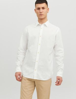 

Mens JACK & JONES Cotton Rich Striped Oxford Shirt - White, White