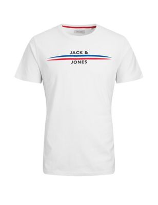 Jack & Jones Mens Pure Cotton Logo Pyjama Set - White Mix, White Mix