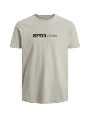 Pure Cotton Logo Print Crew Neck T-Shirt