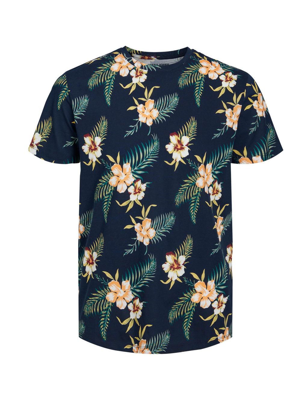 Pure Cotton Floral Print Crew Neck T-Shirt