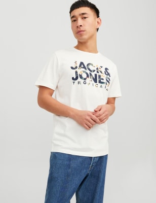 Pure Cotton Logo Print Crew Neck T-Shirt