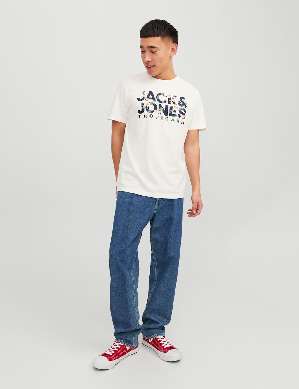 Pure Cotton Logo Print Crew Neck T-Shirt image 2
