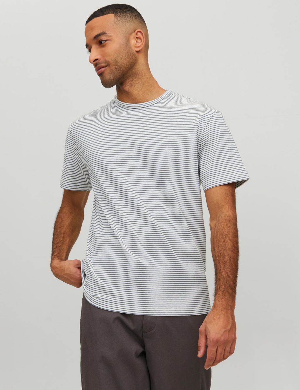 Cotton Rich Striped Crew Neck T-Shirt image 1