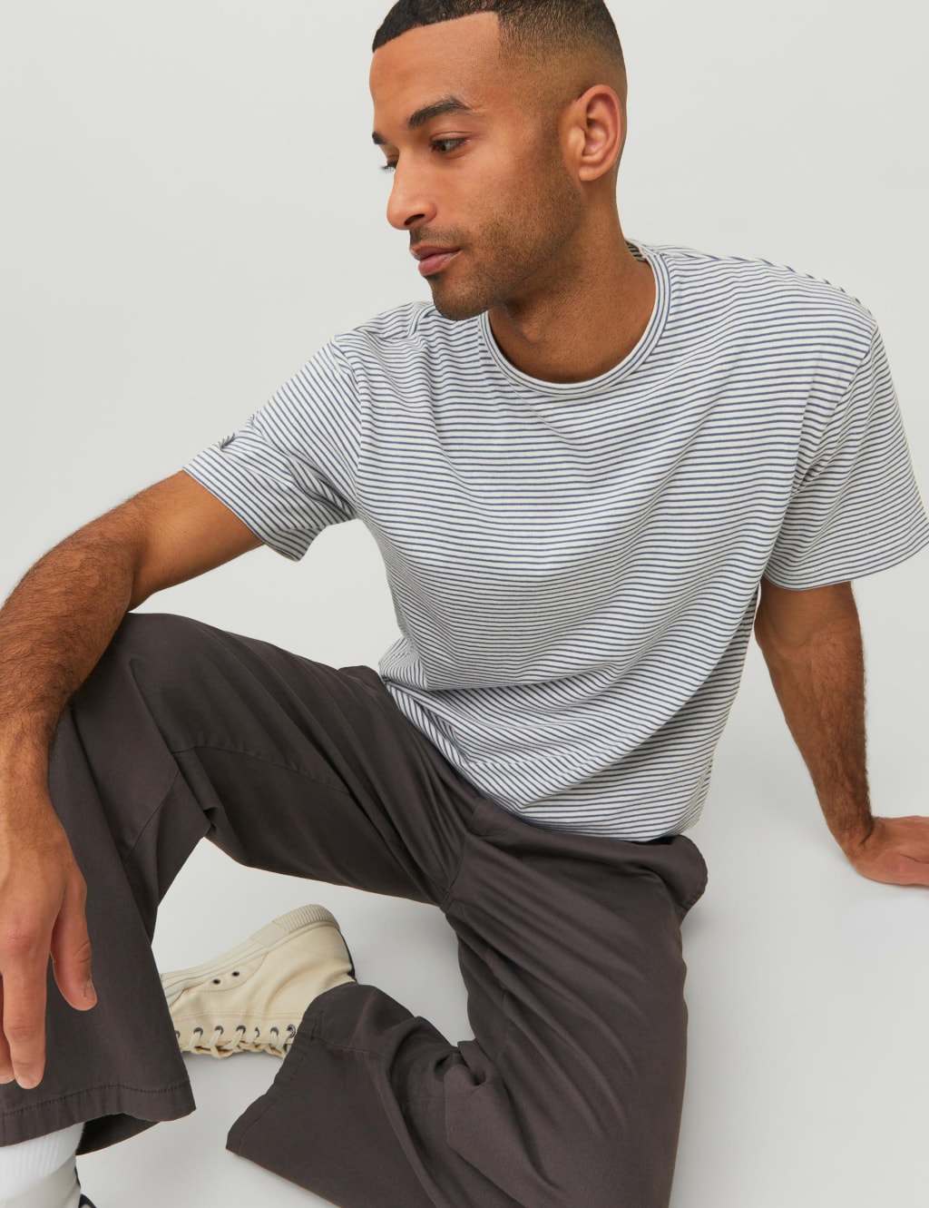 Cotton Rich Striped Crew Neck T-Shirt image 5