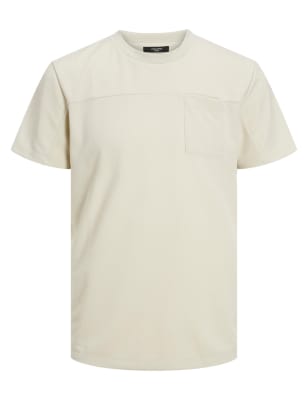 

Mens JACK & JONES Pure Cotton Crew Neck T-Shirt - Ivory, Ivory