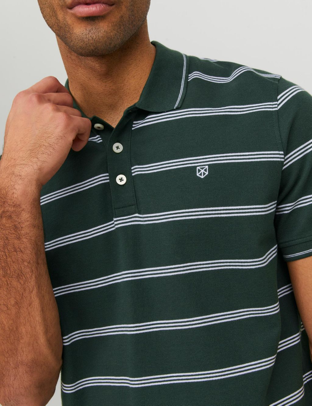 Pure Cotton Striped Tipped Polo Shirt image 4