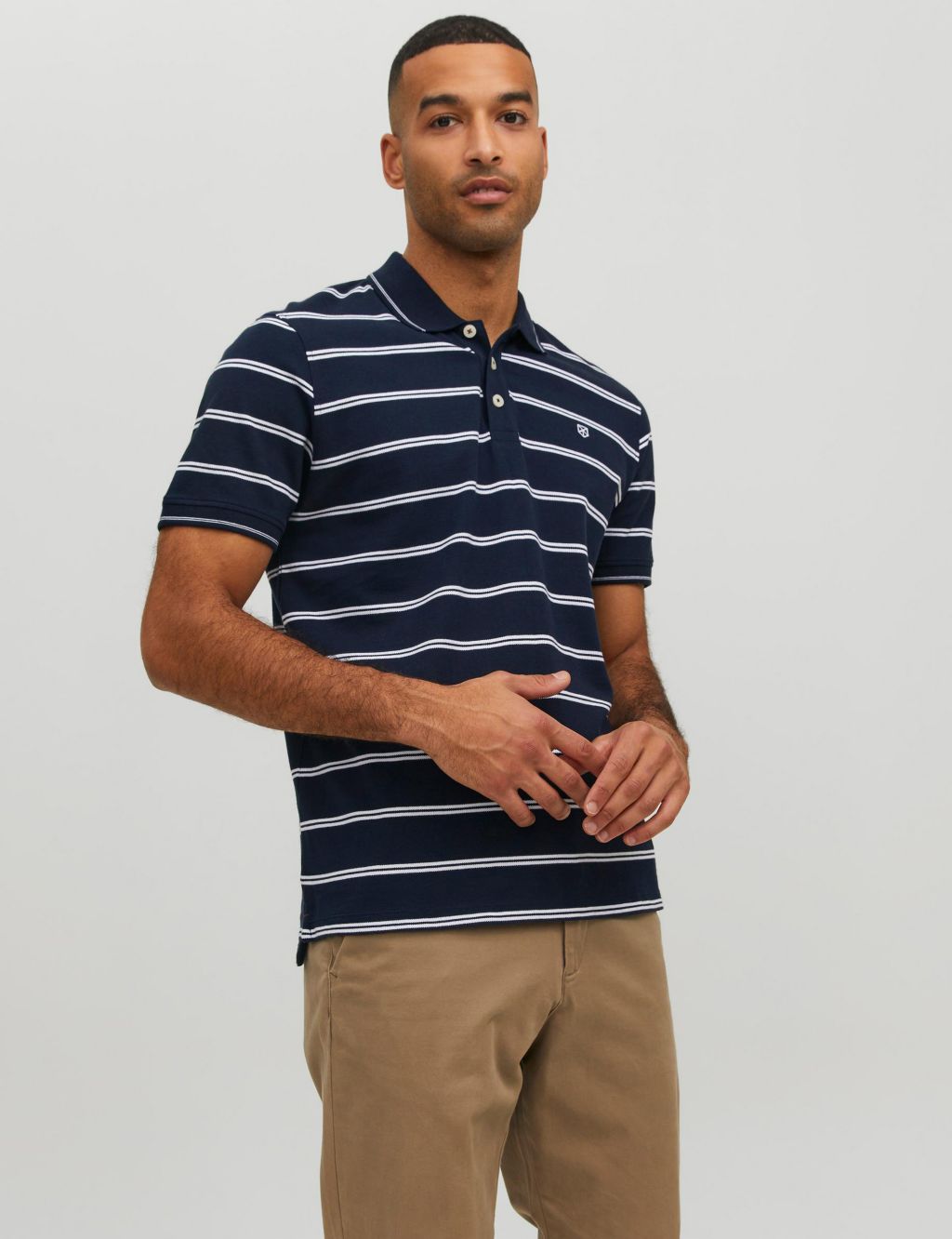 Pure Cotton Striped Tipped Polo Shirt image 1