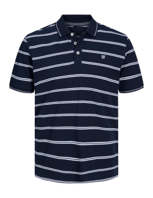 Pure Cotton Striped Tipped Polo Shirt