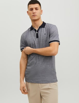 

Mens JACK & JONES Pure Cotton Tipped Polo Shirt - Navy, Navy