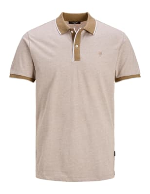 

Mens JACK & JONES Pure Cotton Tipped Polo Shirt - Brown, Brown