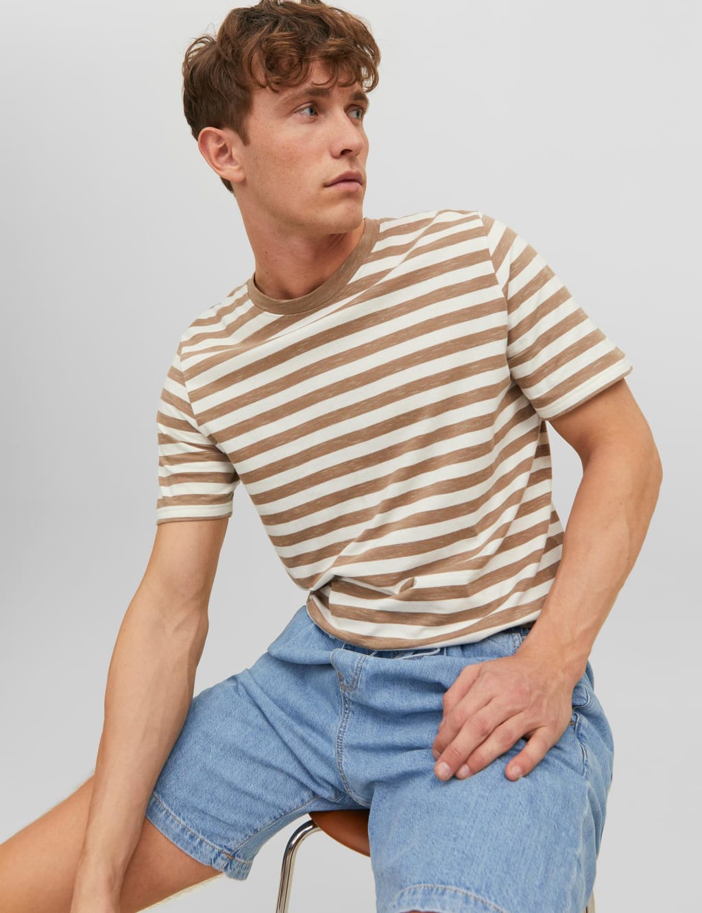 Cotton Rich Striped Crew Neck T-Shirt image 1