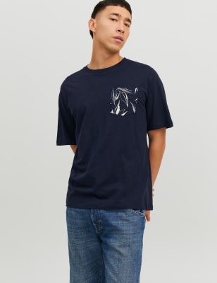 

Mens JACK & JONES Pure Cotton Crew Neck T-Shirt - Navy, Navy