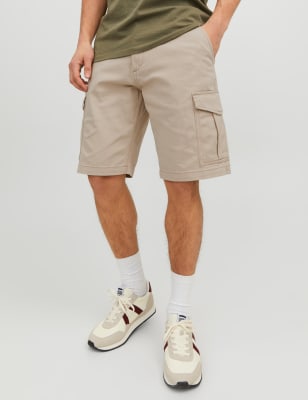 

Mens JACK & JONES Cotton Rich Cargo Shorts - Beige, Beige