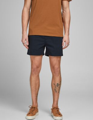 mens jack & jones jersey elasticated waist shorts - navy