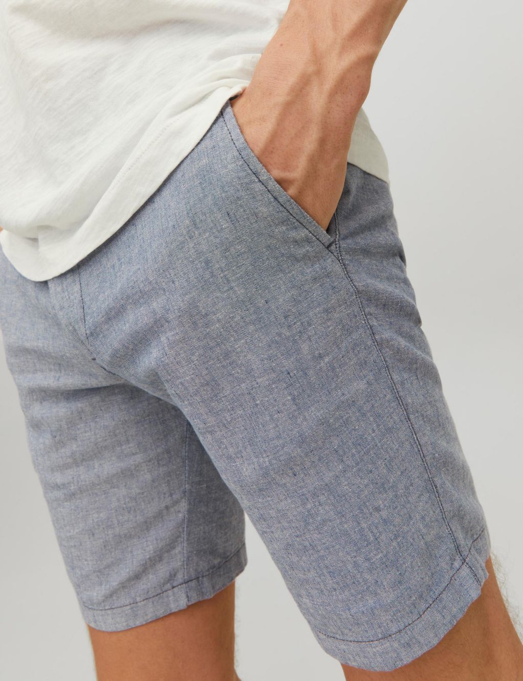 Cotton Rich Chino Shorts With Linen image 6