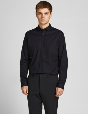

JACK & JONES Camisa Oxford 100% algodón de corte ajustadoMens - Black, Black