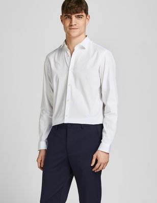 Jack & Jones Men's Slim Fit Pure Cotton Oxford Shirt - White, White