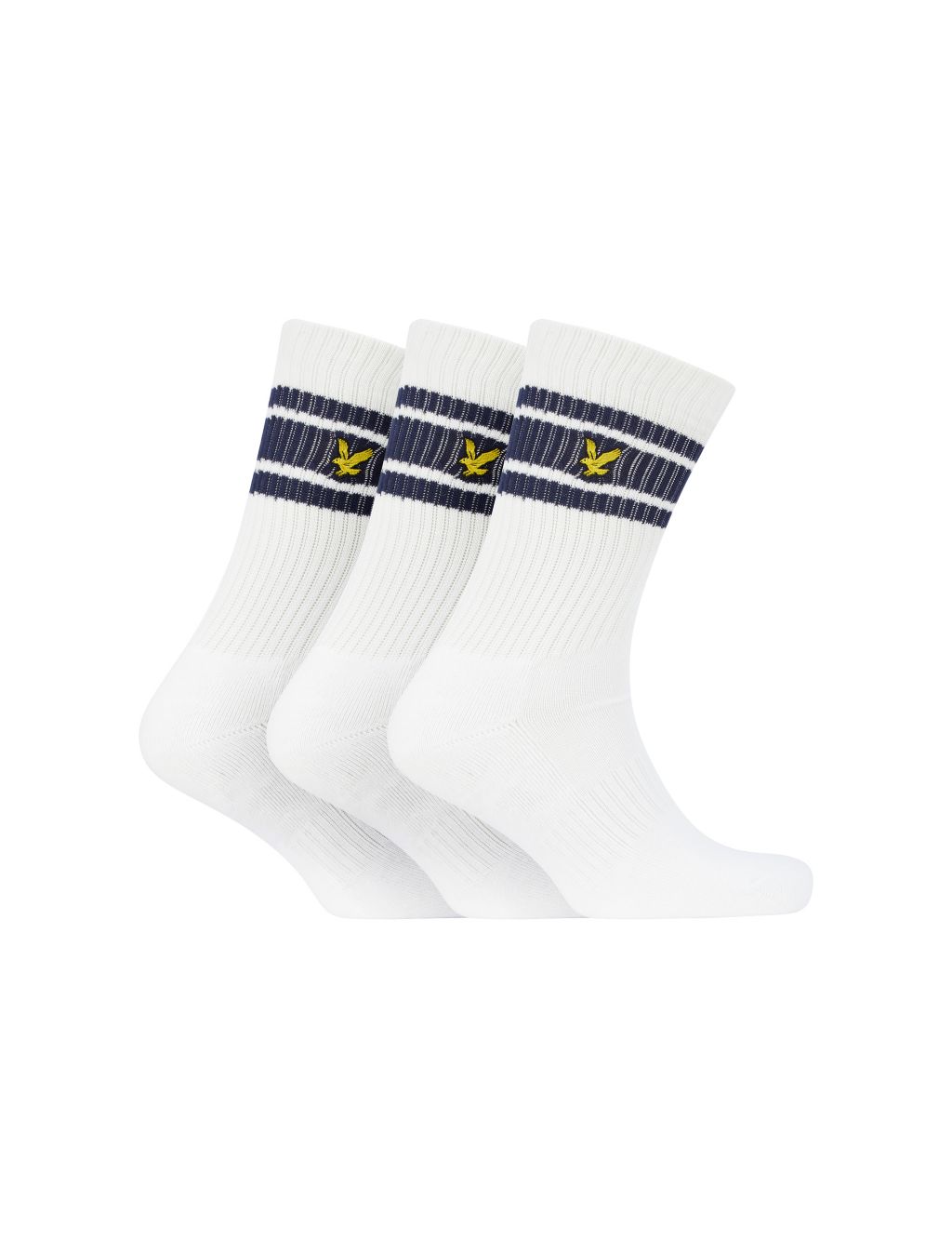 3pk Striped Logo Cotton Rich Sports Socks