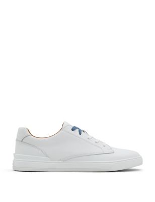 Ted Baker Mens Leather Lace Up Trainers - 10 - White, White,Stone,Navy