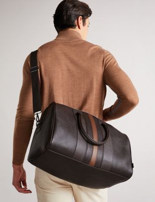 Ted Baker Mens Leather Weekend Bag - Brown, Brown,Black