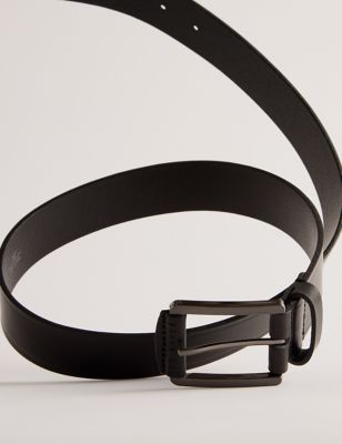 Ted Baker Mens Leather Embossed Belt - M-L - Black, Black,Brown