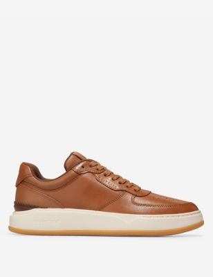 Cole Haan Mens Grandpro Crossover Leather Lace Up Trainers - 8 - Tan, Tan,Multi,Ivory Mix