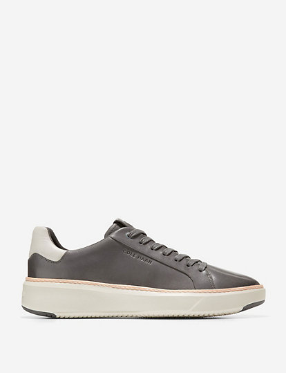 cole haan grandpro topspin leather lace up trainers - 8.5 - grey mix, grey mix