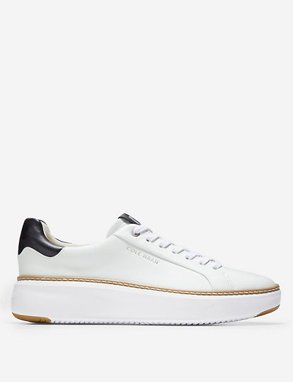 cole haan grandpro topspin leather lace up trainers - 5.5 - white, white