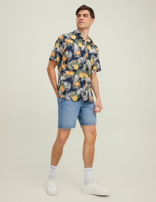 

Mens JACK & JONES Hawaiihemd mit hohem Baumwollanteil - Blue Mix, Blue Mix
