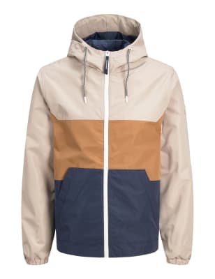 

Mens JACK & JONES Hooded Harrington Jacket - Beige Mix, Beige Mix