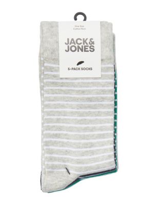 

Mens JACK & JONES 5pk Striped Cotton Rich Socks - Multi, Multi