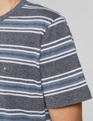 

Mens JACK & JONES Pure Cotton Striped T-Shirt - Navy Mix, Navy Mix