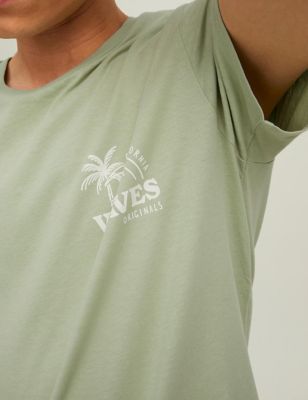 

Mens JACK & JONES Slim Fit Pure Cotton Graphic T-Shirt - Green Mix, Green Mix