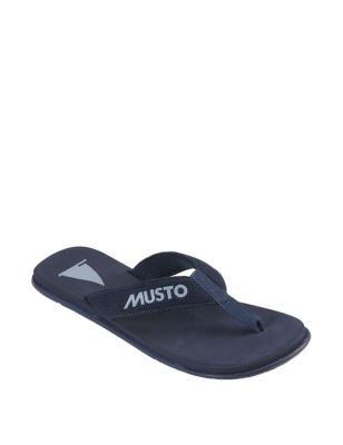 Musto Womens T Bar Mesh Detail Flip Flops - 3.5 - Navy, Navy,Grey