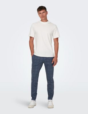 Tapered Fit Checked Trousers